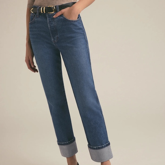 NWT FAVORITE DAUGHTER Valentina Cuffed Super High Rise Straight Jean - Size 24 - Picture 2 of 9